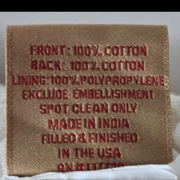 Christmas Lumbar Throw Pillow "Joy" Devi Designs Cream Green Pompoms - Picture 7 of 9